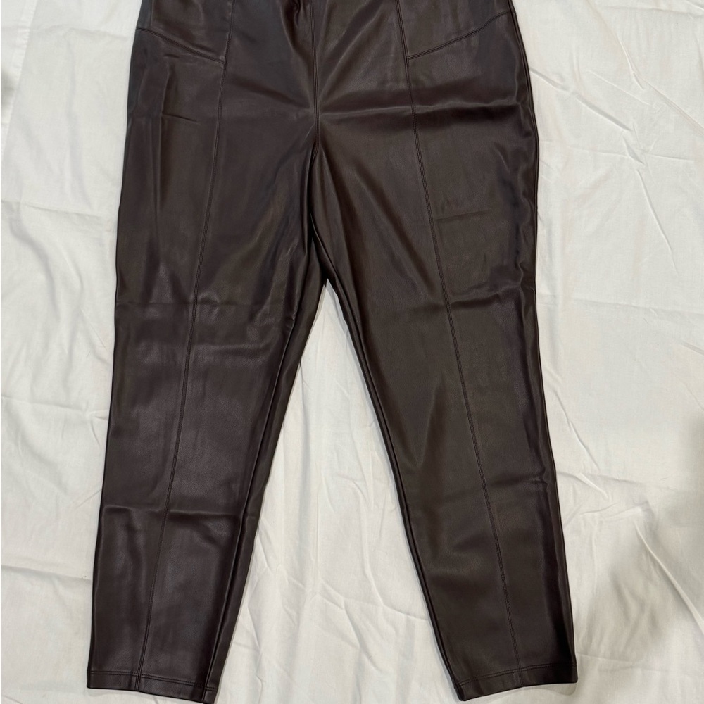 Brown Never Worn, Never washed but removed tags.  Faux Leather Pants